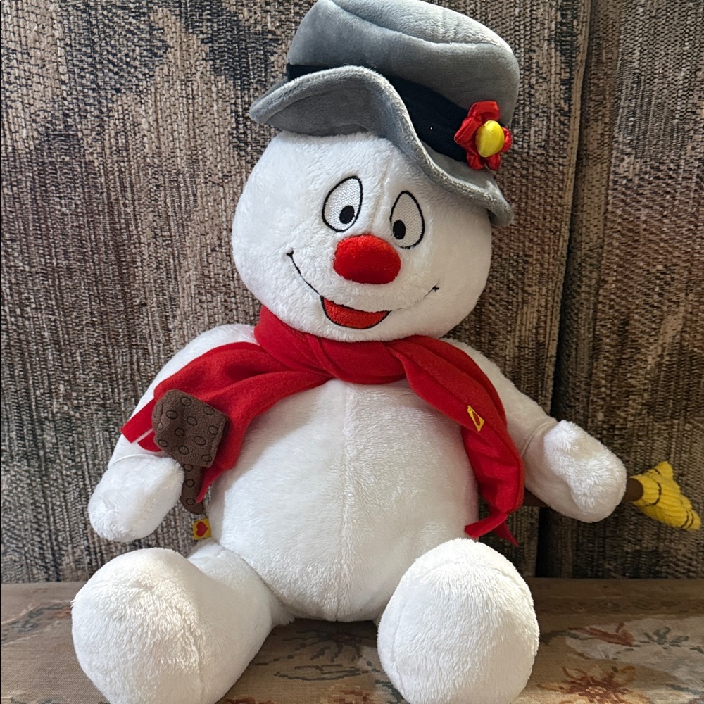 Build-A-Bear Snowman with Red Scarf and Gray Hat